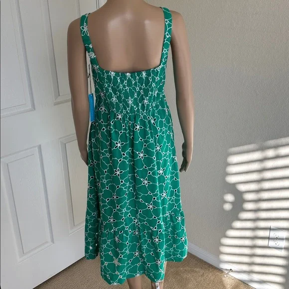 NWT Draper James Green Sundress with White Link-embroidery Size Medium - Picture 3 of 15
